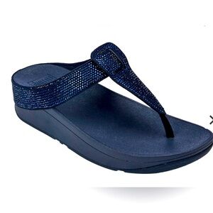 Fitflop Lulu’s Sparkling Midnight Blue Sandals. Size 8. NWT. Box.